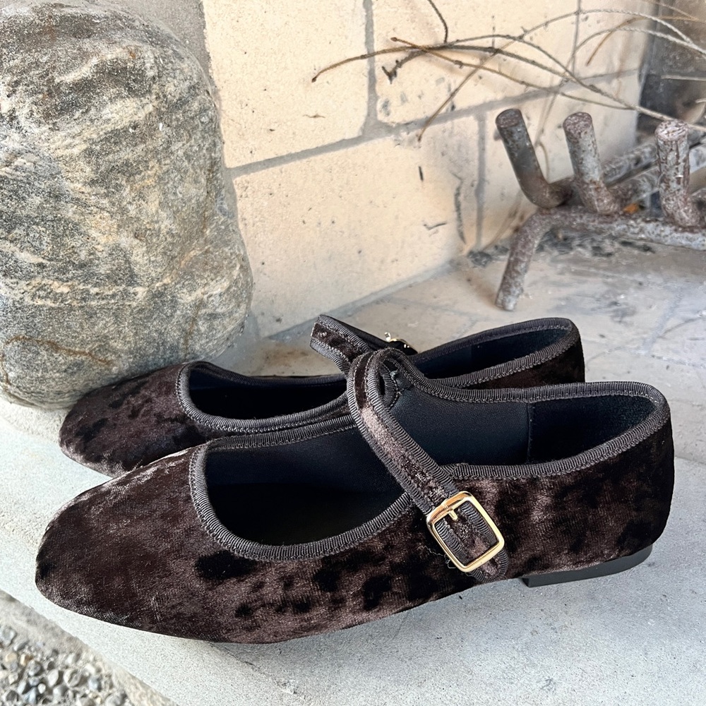GU Brown Velvet Mary Jane’s
